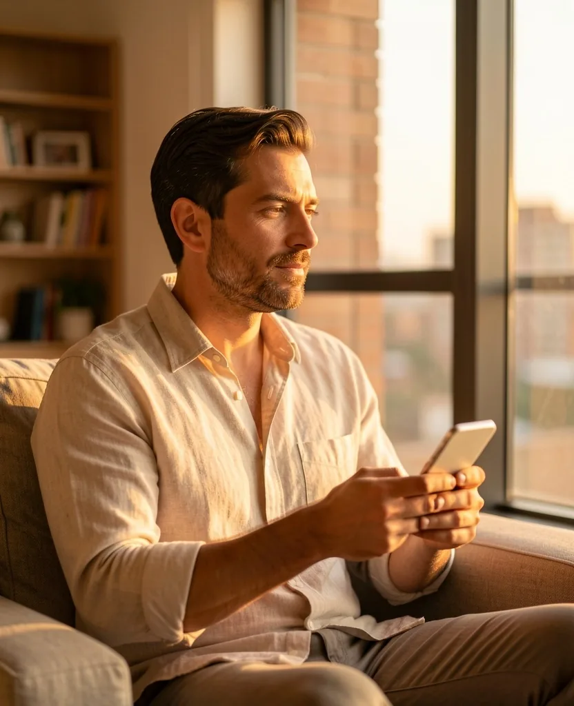 Lectura de contenido educativo sobre bienestar masculino