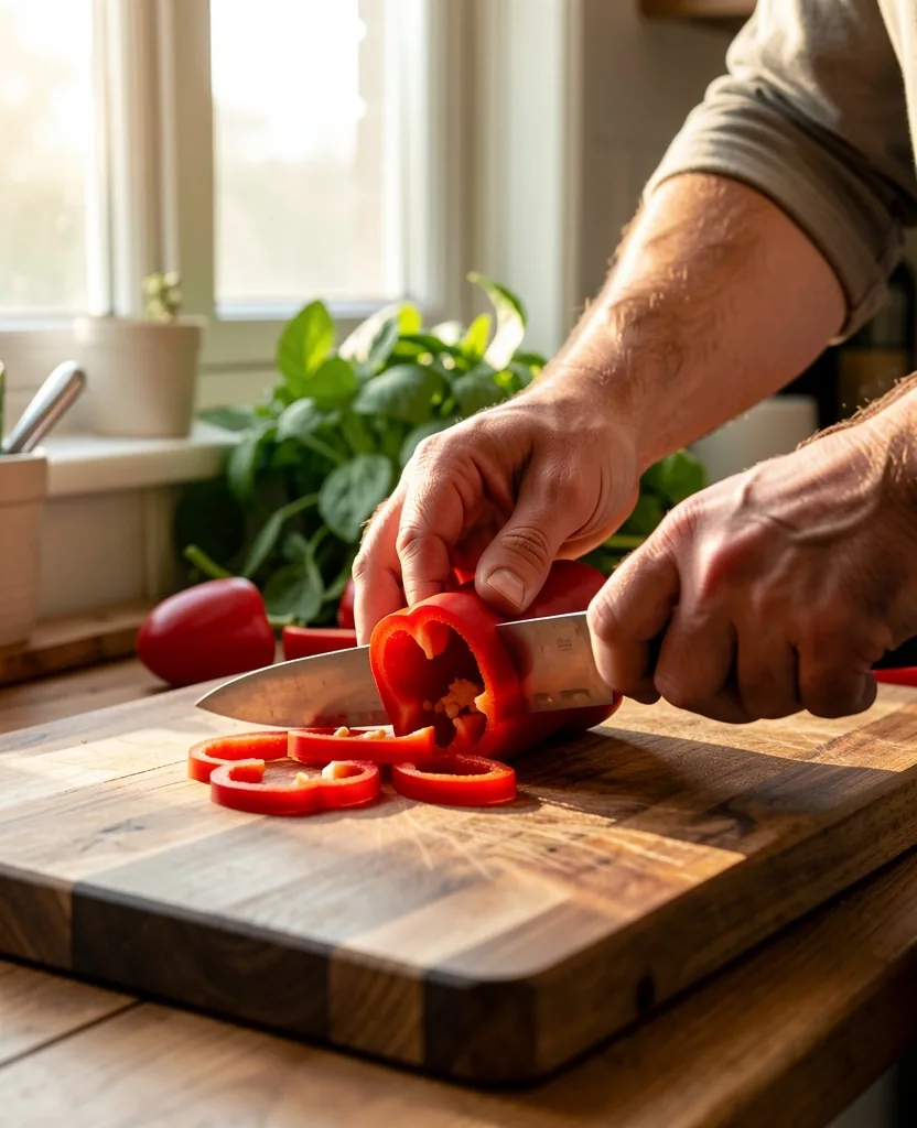 Hombre preparando una comida saludable en su cocina