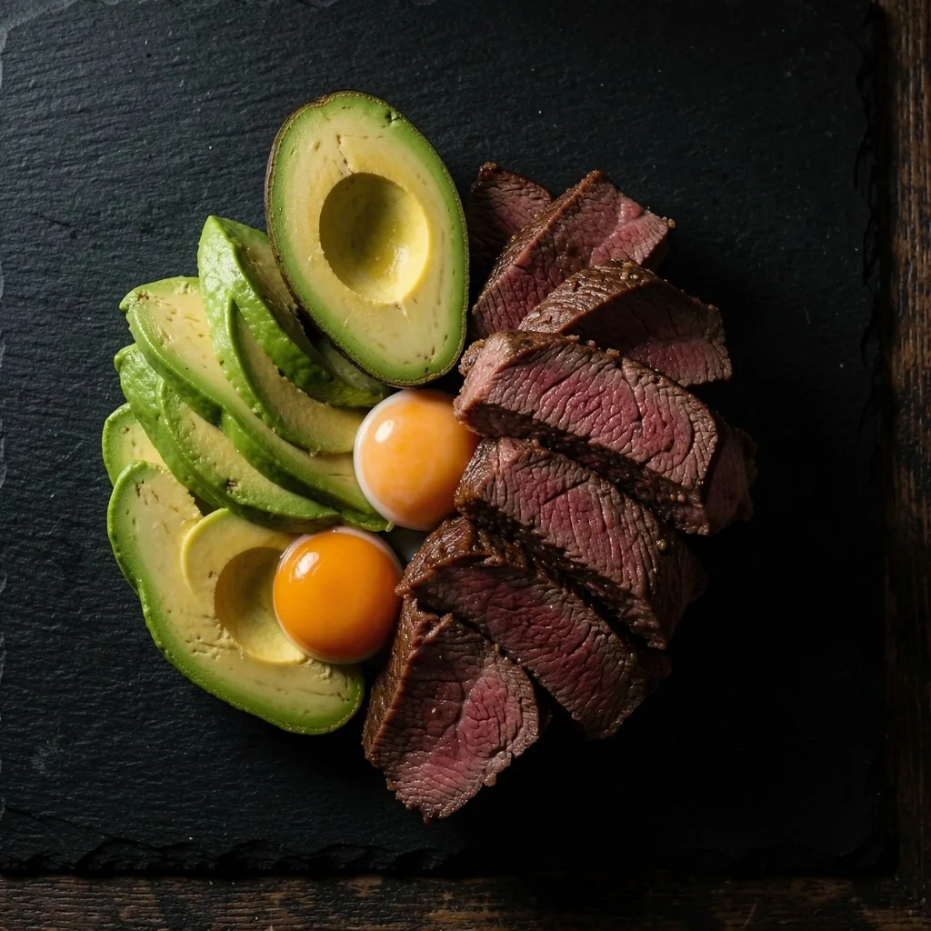 Alimentos frescos sobre mesa oscura