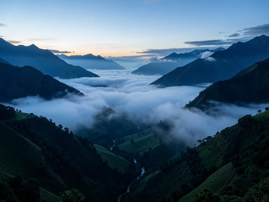 Paisaje montañoso colombiano al amanecer